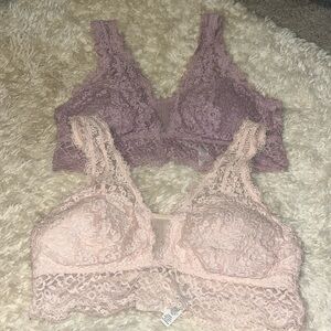 Aerie Lace Bralettes Pink and Purple